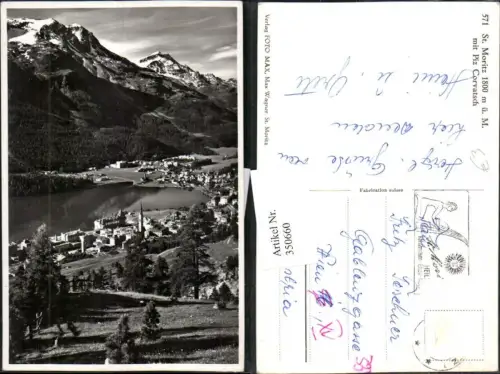 350660,St. Moritz Totale m. Piz Corvatsch Bergkulisse Kt Graubünden