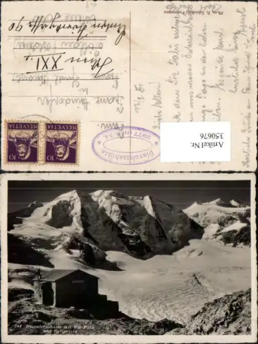 350676,Diavolezzahütte Berghütte m. Piz Palü u. Bellavista Bergkulisse Kt Graubünden