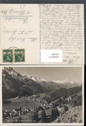 391448,Blick auf St. Moritz-Dorf und Bad Totale Bergkulisse Kt Graubünden
