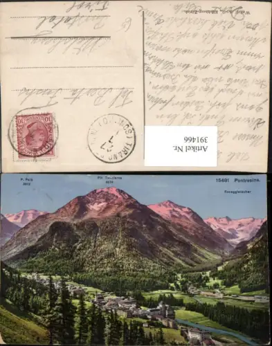 391466,Pontresina Totale Bergkulisse Kt Graubünden