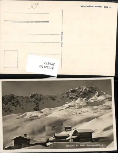 391472,Alphütten Almhütten b. Arosa m. Tschirpen Bergkulisse Kt Graubünden