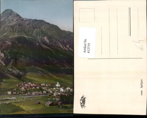 412719,Splügen Totale Bergkulisse Kt Graubünden