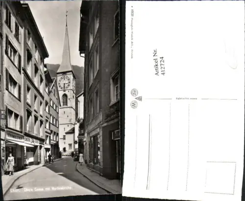 412724,Chur Obere Gasse Geschäfte m. Martinskirche Kirche Kt Graubünden