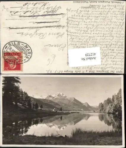 412729,Blick geg. Piz della Margna b. Silvaplana See Bergkulisse Kt Graubünden