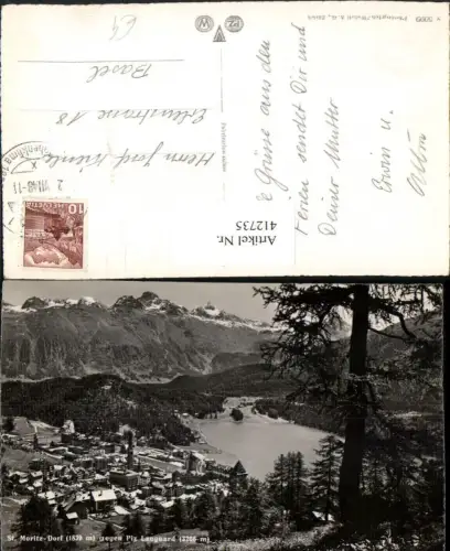 412735,St. Moritz Dorf Totale geg. Piz Languard Bergkulisse Kt Graubünden