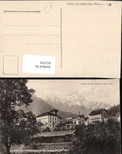 412741,Thusis Post Hotel m. Piz Beverin Bergkulisse Kt Graubünden