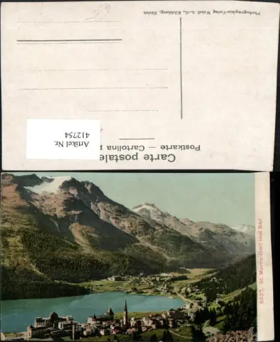 412754,St. Moritz Dorf und Bad Totale Bergkulisse Kt Graubünden