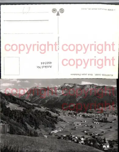 460344,Klosters Dorf Totale geg. Pischahorn Bergkulisse Kt Graubünden
