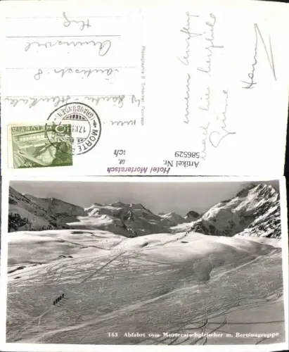 586529,Foto Ak Morteratsch Abfahrt Morteratschgletscher m. Berninagruppe Wintersport Switzerland