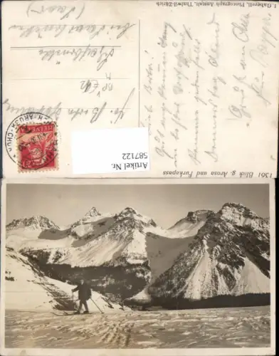 587122,Foto Ak Blick geg. Arosa u. Furkapass Wintersport Switzerland Bahnpost Chur Arosa pub J. Gaberell