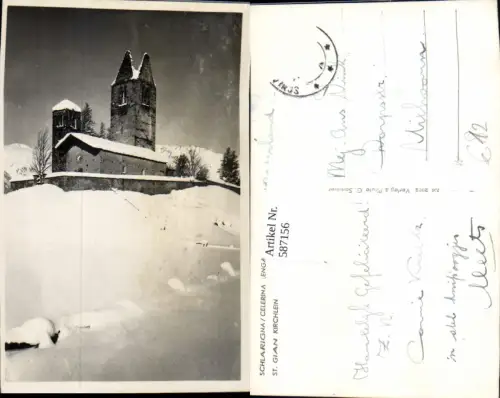 587156,Foto Ak Celerina/Schlarigna Schlarigna Celerina Engadin St Gian Kirchlein i. Winter Switzerland