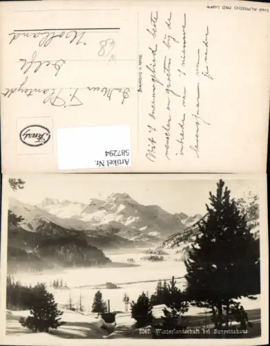 587294,Foto Ak Winterlandschaft b. Suvrettahaus St. Moritz Switzerland