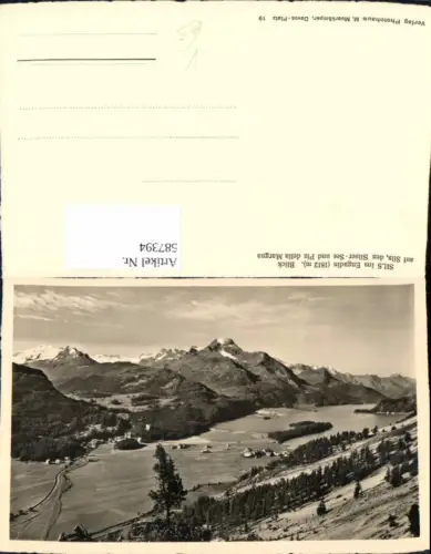 587394,Foto Ak Sils im Engadin/Segl Blick geg. Sils Silsersee u. Piz della Margna Switzerland pub M. Meerkämper 19