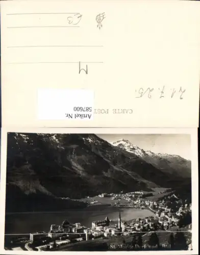 587600,Foto Ak St. Moritz Dorf u. Bad 1925 Switzerland