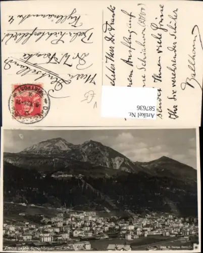 587636,Foto Ak Davos geg. Schiahörner m. Schatzalp Switzerland pub G. Handge 2009