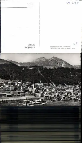 587637,Foto Ak Davos Platz m. Schatzalp Strelapass u. Schiahörner Switzerland
