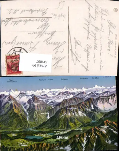 619007,Vogelschau Arosa m. Gipfelkarte