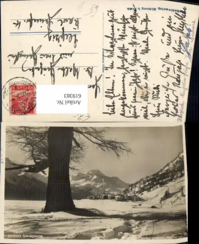 619383,Foto Ak Silvaplana Winteransicht m. Baum