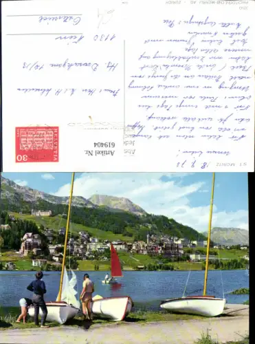 619404,St Moritz Segelboot Boote a. Ufer See