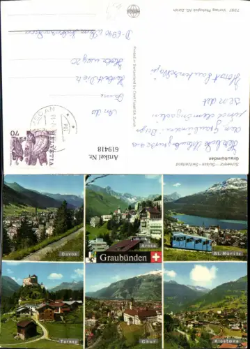 619418,Mehrbild Ak Graubünden Davos St Moritz Klosters Chur Tarasp