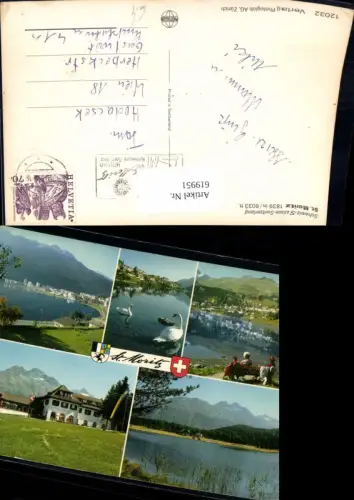619951,Mehrbild Ak St Moritz Schwan Schwäne Ansichten