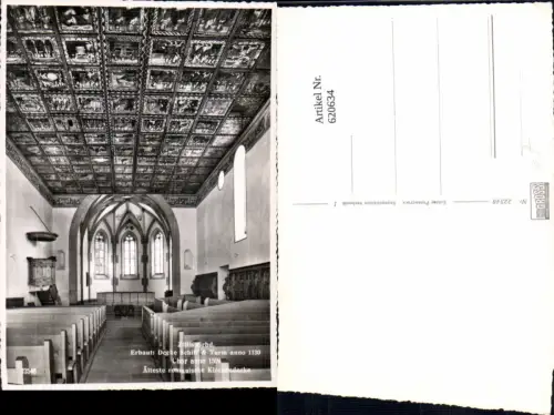 620634,Foto Ak Zillis-Reischen Zillis Kirche Innenansicht m. Decke u. Schiff