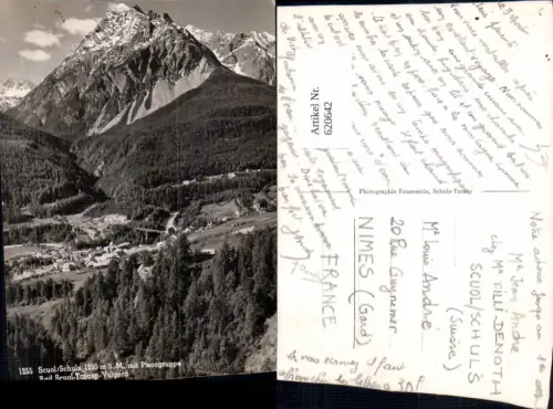 620642,Foto Ak Scuol Schuls m. Pisocgruppe