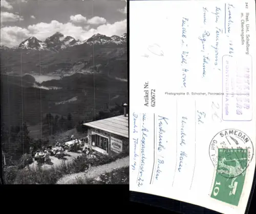 620672,Foto Ak Pontresina Restaurant Unterer Schafberg m. Oberengadin