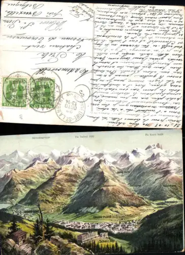 700272 Künstler AK Davos Platz Schatz Alp Kt Graubünden