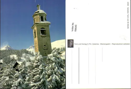 708640 Schiefer Turm von St Moritz im Winter