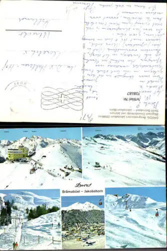 708687 Mehrbild AK Davos Bergrestaurant Jakobshorn im Winter Wintersport Gondel Seilbahn