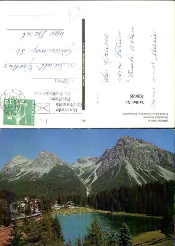 708689 Arosa Strandbad Untersee Furkahörner Amselfluh Schiesshorn