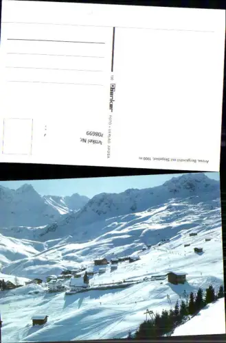 708699 Arosa Bergkirchli mit Skigebiet Winteransicht