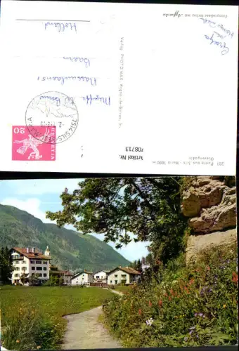 708713 Partie aus Sils Maria Oberengadin Dorfweg mit Blumen