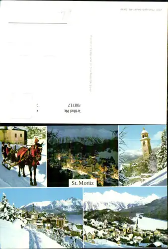 708717 Mehrbild AK St Moritz Pferdeschlitten Nachtansicht Winterstimmung
