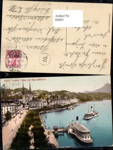 85893,Luzern Quai mit Rigi Dampfer Schiff Kt Luzern