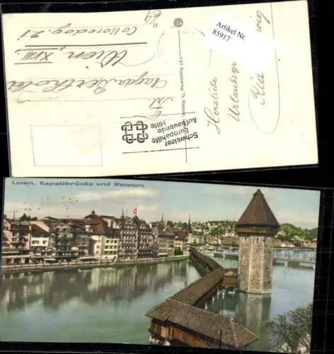 85917,Luzern Kapellbrücke und Wasserturm Kt Luzern