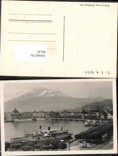 99147,Luzern Quai Dampfer m. Pilatus