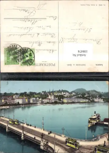 108474,Luzern See Brücke u. Quai Schiff 1908 Kanton Luzern