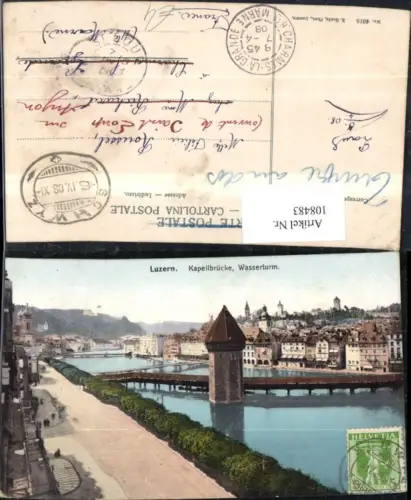 108483,Luzern KapellBrücke Wasserturm 1908 Kanton Luzern