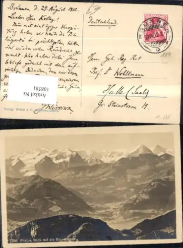 108581,Pilatus Blick auf d. Berneralpen 1912 Kanton Luzern