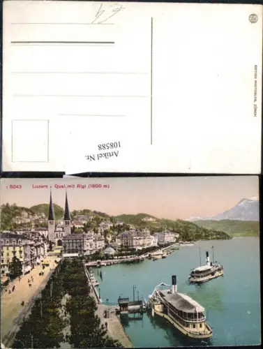 108588,Luzern Quai m. Rigi Schiff Dampfer Kanton Luzern