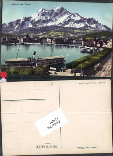 125471,Luzern und Pilatus Partie am Hafen m. Dampfer Schiff