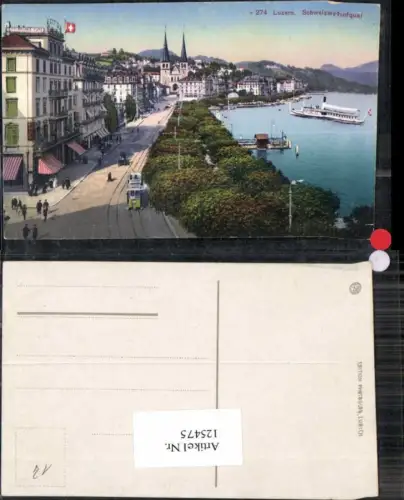 125475,Luzern Schweizerhofquai m. Hotels 1912