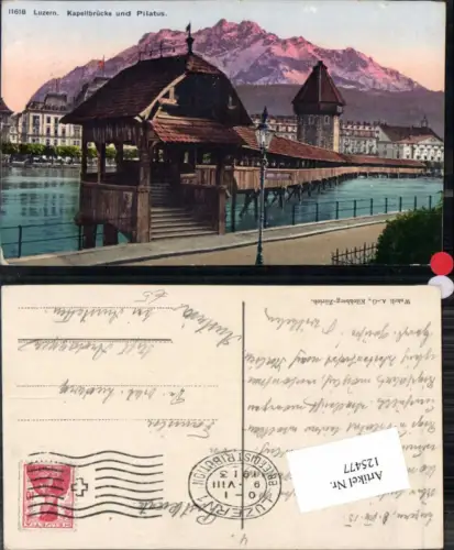 125477,Luzern Kapellbrücke und Pilatus Tolle Karte Detailansicht