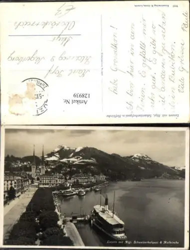 128939,Luzern m. Rigi Schweizerhofquai u. Hofkirche Ansicht Dampfer Schiff
