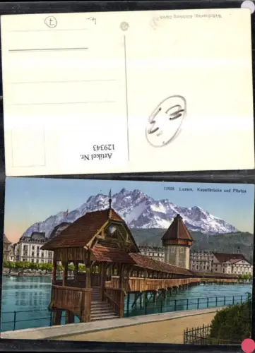 129343,Luzern Kapellbrücke u. Pilatus