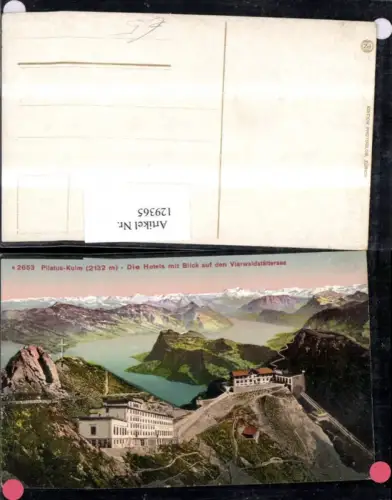 129365,Pilatus Kulm Hotels m. Blick auf d. Vierwaldstättersee Ansicht Bergstation Bergbahn Kt. Luzern