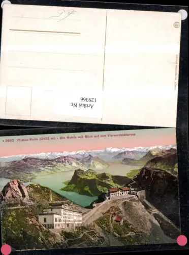 129366,Pilatus Kulm Hotels m. Blick auf d. Vierwaldstättersee Ansicht Bergstation Bergbahn Kt. Luzern