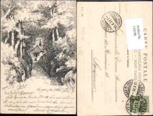 134190,Luzern Die Hohle Gasse Künstlerkarte sign. Matzer 1902
